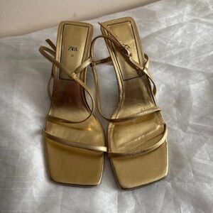 Zara Gold Strappy Heels